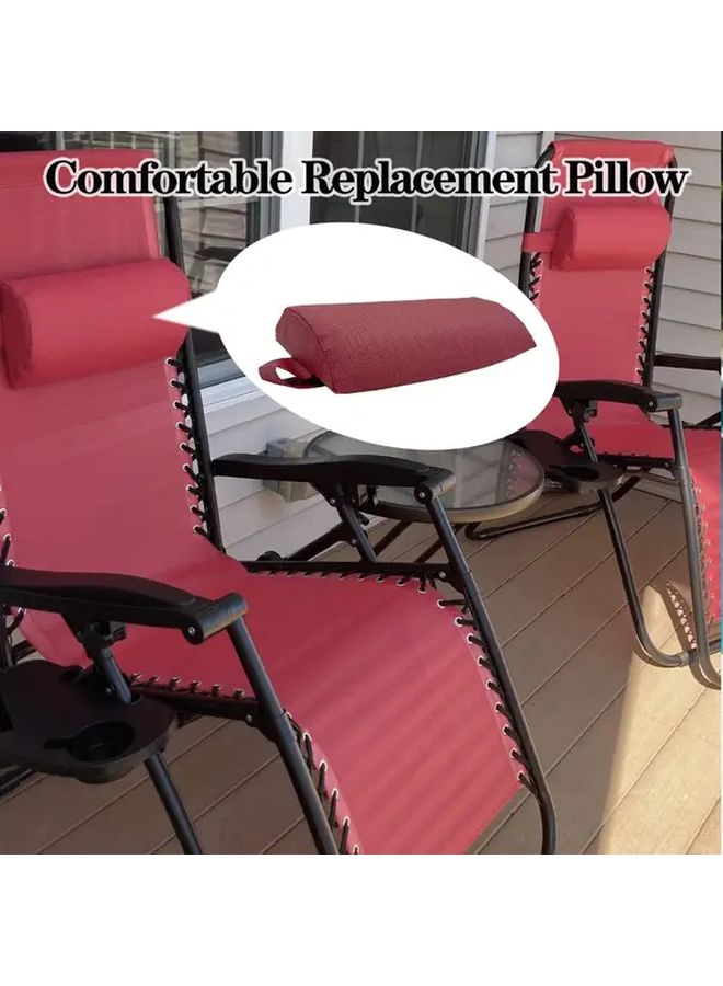 Wine Red Lounge Chair Pillow Headrest Cushion Breathable Removable For Sun Lounger Deck Recliner - Image 5