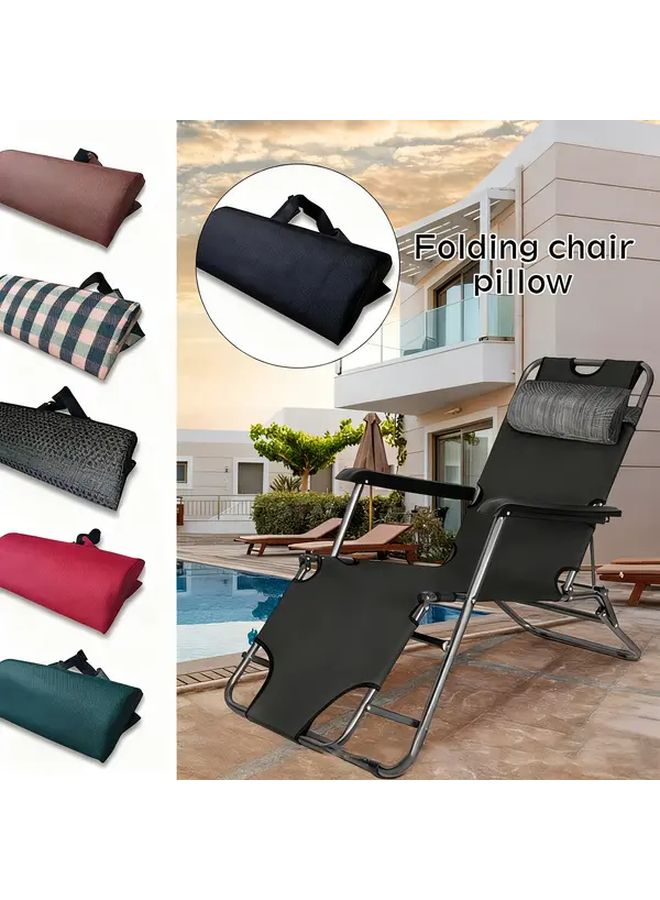 Wine Red Lounge Chair Pillow Headrest Cushion Breathable Removable For Sun Lounger Deck Recliner - Image 2