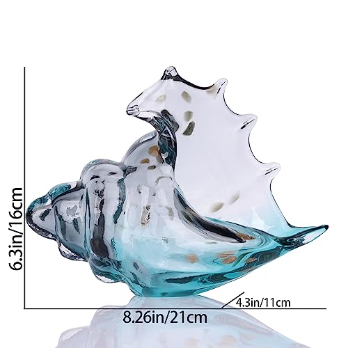 DOVDOV Hand Blown Glass Conch Statue Gray Glass Art Figurine Conch Shell Coastal Home Decor Living Room TV Stand and Bookcase Decor Bathroom Shelf top and Cabinet Decor - Image 3