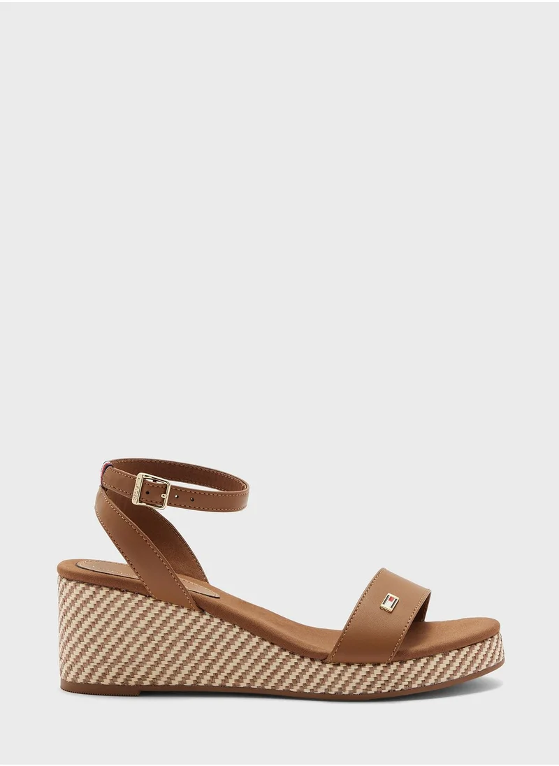TOMMY HILFIGER Ankle Strap Wedge Mid Heel Sandals