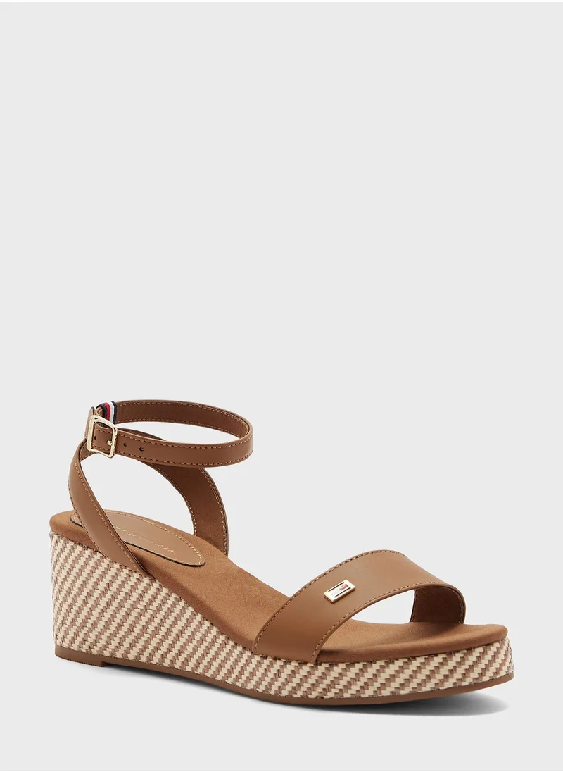 TOMMY HILFIGER Ankle Strap Wedge Mid Heel Sandals