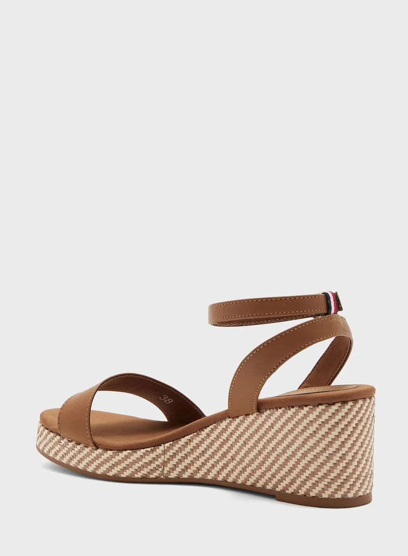 TOMMY HILFIGER Ankle Strap Wedge Mid Heel Sandals