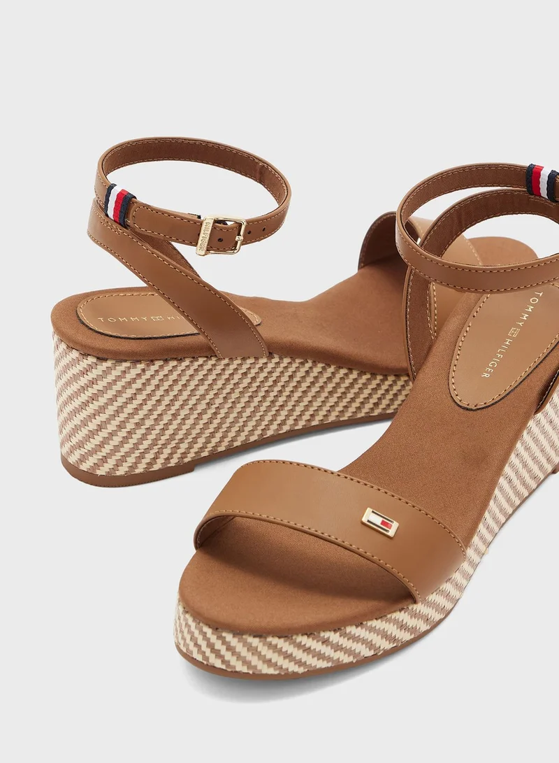 TOMMY HILFIGER Ankle Strap Wedge Mid Heel Sandals