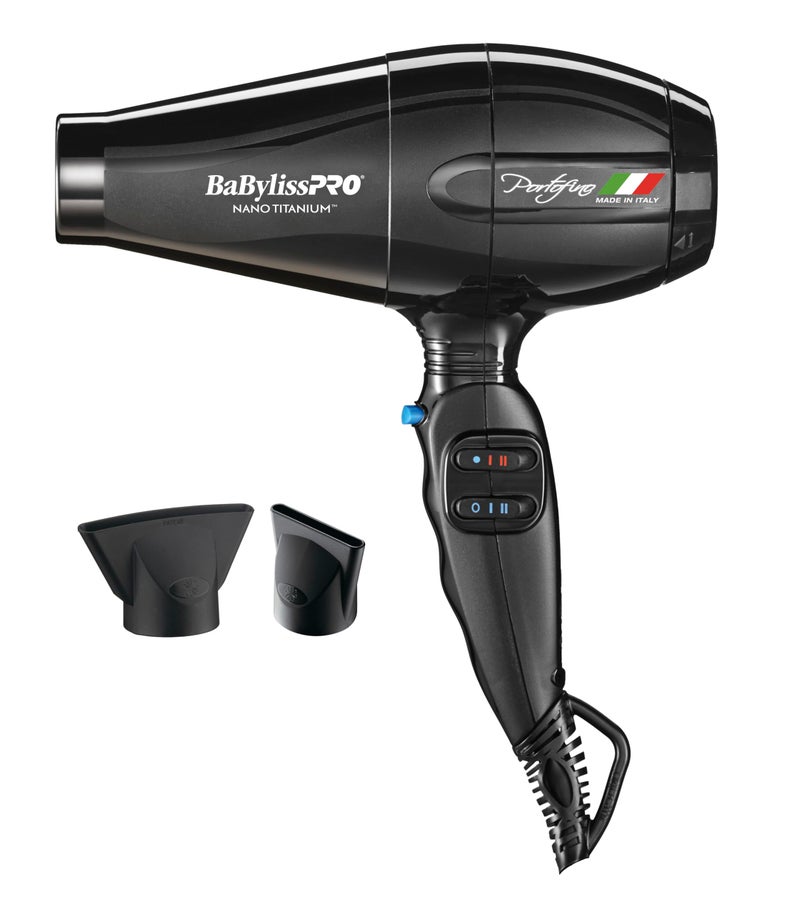 BaBylissPRO Hair Dryer, Nano Titanium Portofino 2000-Watt Blow Dryer, Hair Styling & Appliances, Black, BPOR1 - Image 1