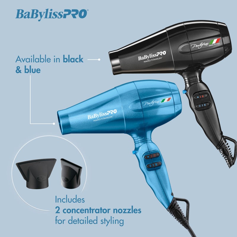 BaBylissPRO Hair Dryer, Nano Titanium Portofino 2000-Watt Blow Dryer, Hair Styling & Appliances, Black, BPOR1 - Image 3
