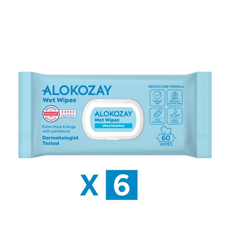 Alokozay Baby Wet Wipes Ultra-Sensitive Without Perfume 6 x 60 Wipes - Image 2