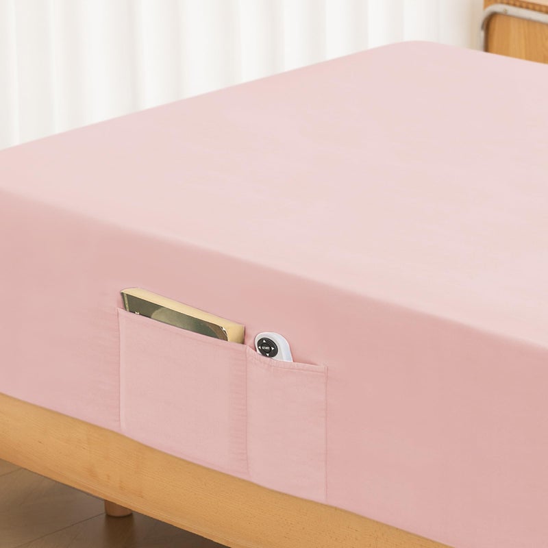 Twin Fitted Sheet Only Premium 1800 Super Soft Cozy Microfiber Wrinkle Fade Shrinkage Resistant Deep Pocket Twin Size Fitted Bottom Sheet Pink