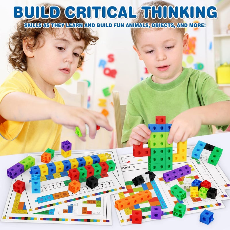 Math Cubes, STEM Toy Learning Math Games Number Blocks for Kids 3 4 5 6 7 8+ Years Old Math Manipulatives 100 Snap Cubes Gift Toys for Toddler Kids Girl Boys Educational Toys Building Blocks 148PCS  - Image 5