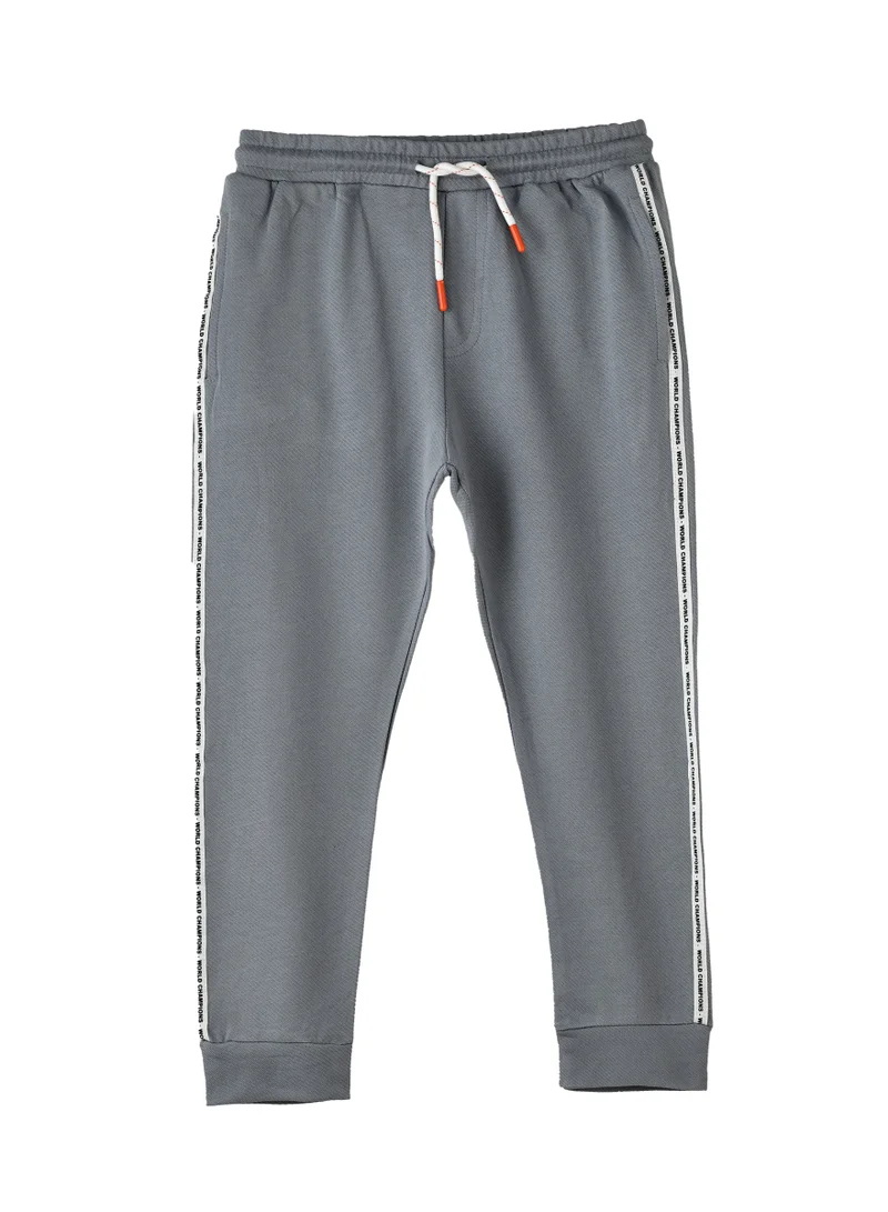 JAM Boys Grey Jogger Pants with Side Tape Detail