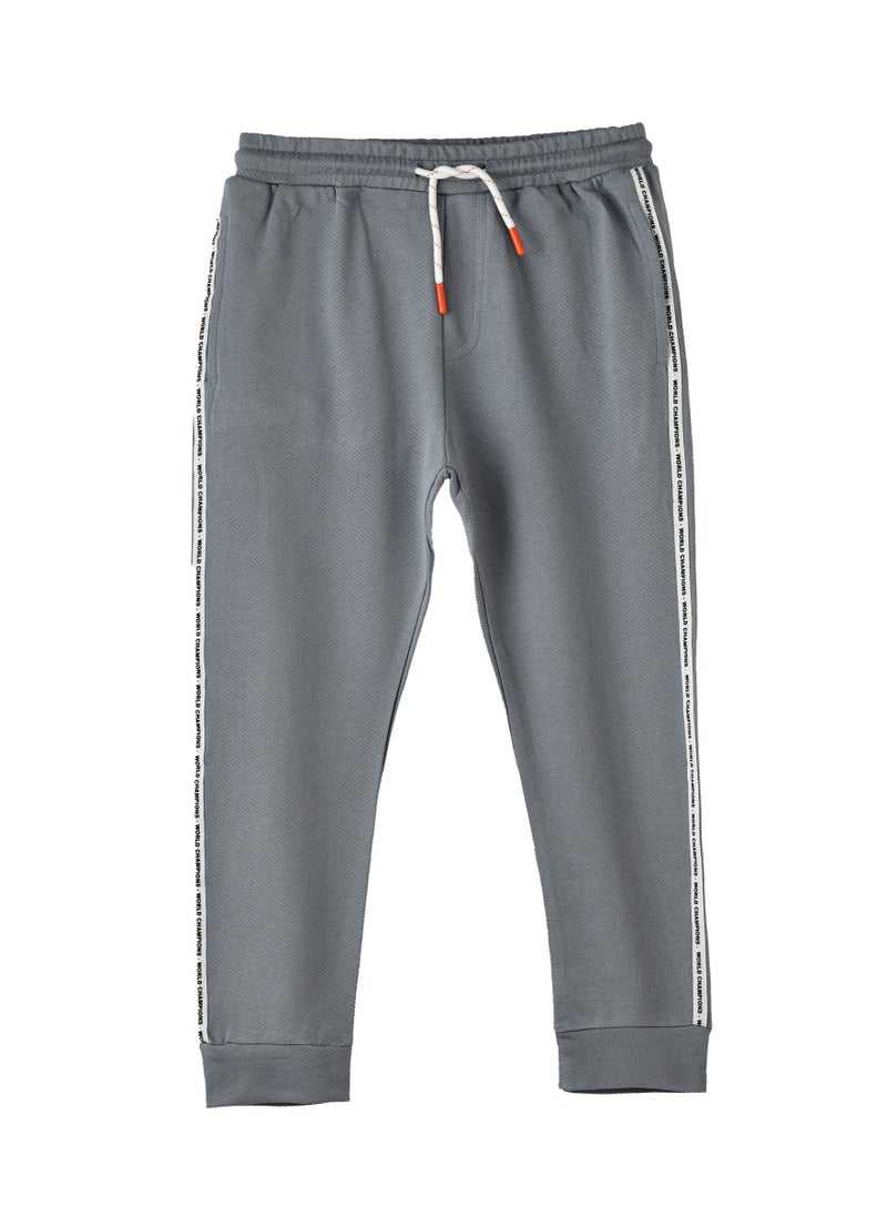 JAM Boys Grey Jogger Pants with Side Tape Detail  - Image 1