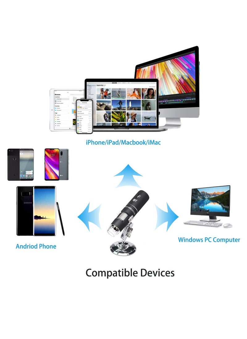 Microware Microware WiFi Digital Microscope 720p High Resolution Camera Builtin 8pc LED Lights with Luminescence Control Adjustable Focal Length for Students Engineers Artists Inquisitive Minds  - Image 3
