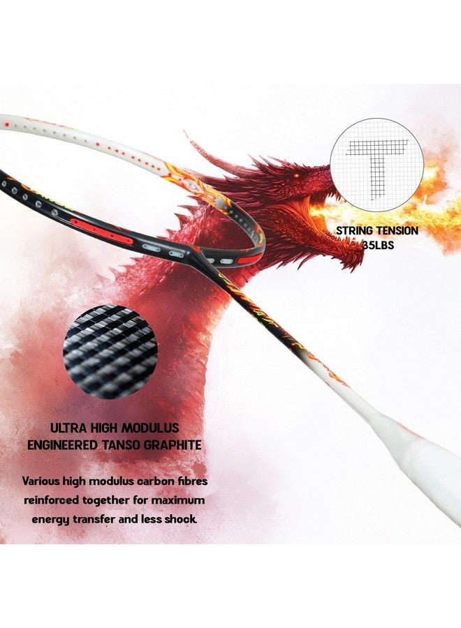 TANSO Wild Fire Full Graphite Ultra Light Weight Carbon Fibre Strung Badminton Racket (35 Lbs Tension,6.5mm ultra slim shaft, 77 Grams, Strung with premium strings and full racquet cover) (Aggressive) - Image 3