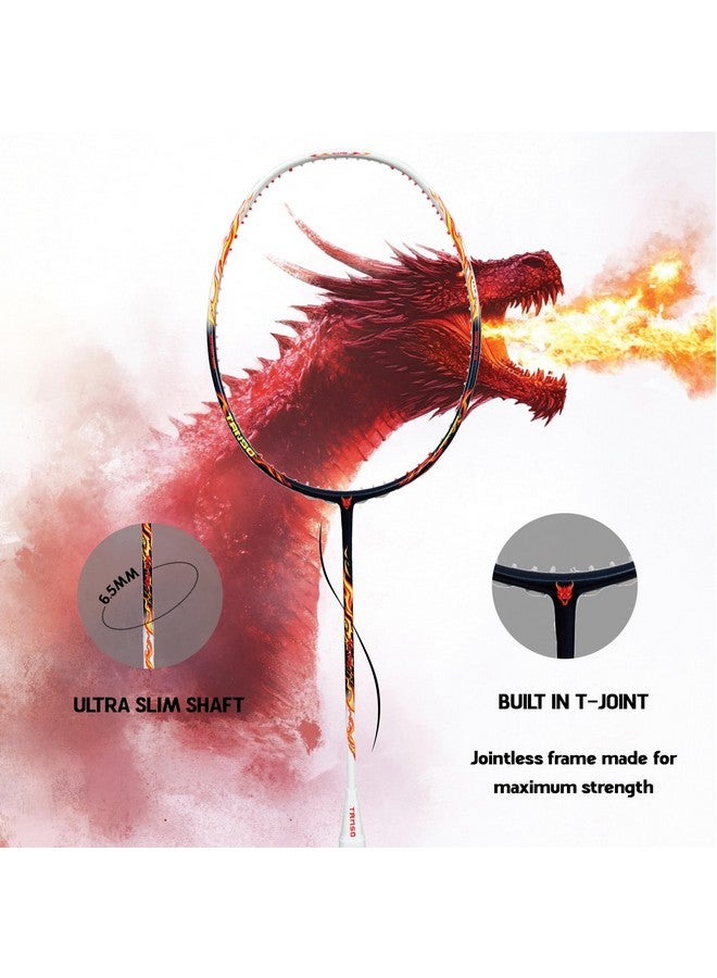TANSO Wild Fire Full Graphite Ultra Light Weight Carbon Fibre Strung Badminton Racket (35 Lbs Tension,6.5mm ultra slim shaft, 77 Grams, Strung with premium strings and full racquet cover) (Aggressive) - Image 5