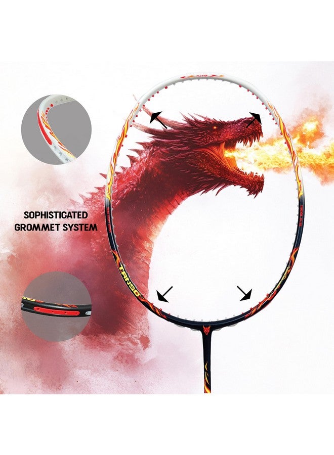 TANSO Wild Fire Full Graphite Ultra Light Weight Carbon Fibre Strung Badminton Racket (35 Lbs Tension,6.5mm ultra slim shaft, 77 Grams, Strung with premium strings and full racquet cover) (Aggressive) - Image 4