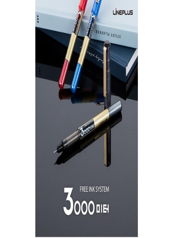 Lineplus Liquid Ink Rollerball Pen | 0.38mm, Micro Tip | Ideal for Students, Professionals, Office, Exam use, Accurate Smooth Writing, Fade Resistant (Blue) - Image 3