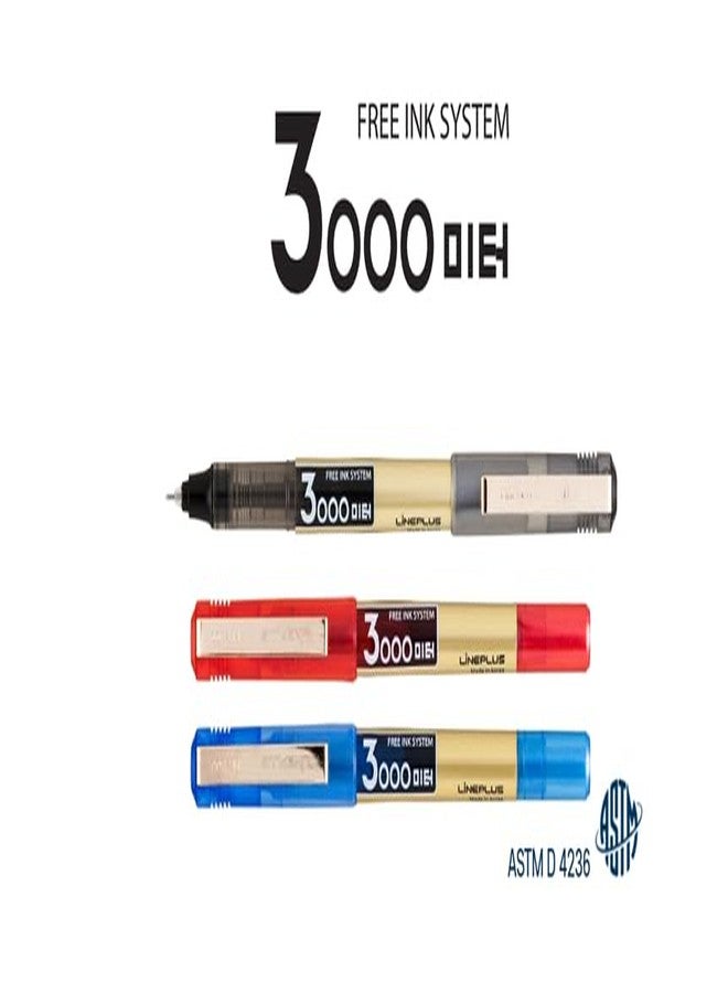 Lineplus Liquid Ink Rollerball Pen | 0.38mm, Micro Tip | Ideal for Students, Professionals, Office, Exam use, Accurate Smooth Writing, Fade Resistant (Blue) - Image 2