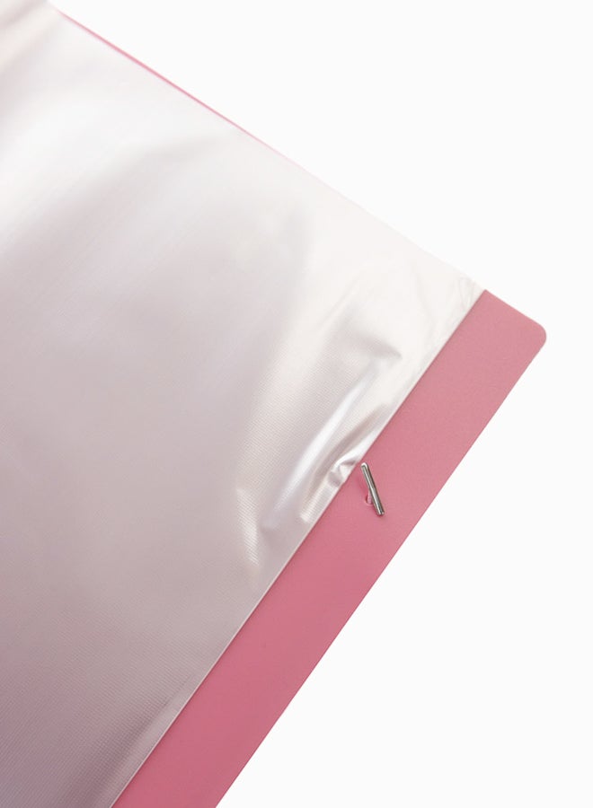 Donia A4 Pink Plastic Pocket File Folder, 20 Pockets with String Closure - Image 2