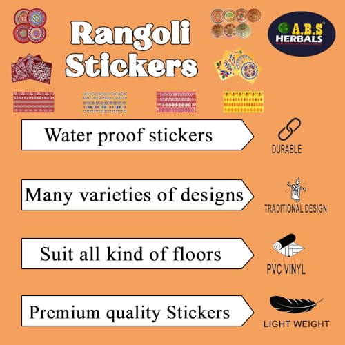 ABS HERBALS: Rangoli Kolam Stickers for Home Entrance & Pooja Room | Vinyl/Self Adhesive, Waterproof, Floor Decoration for Diwali, Navratri & Festivals (Combo Pack of) [] - Image 4