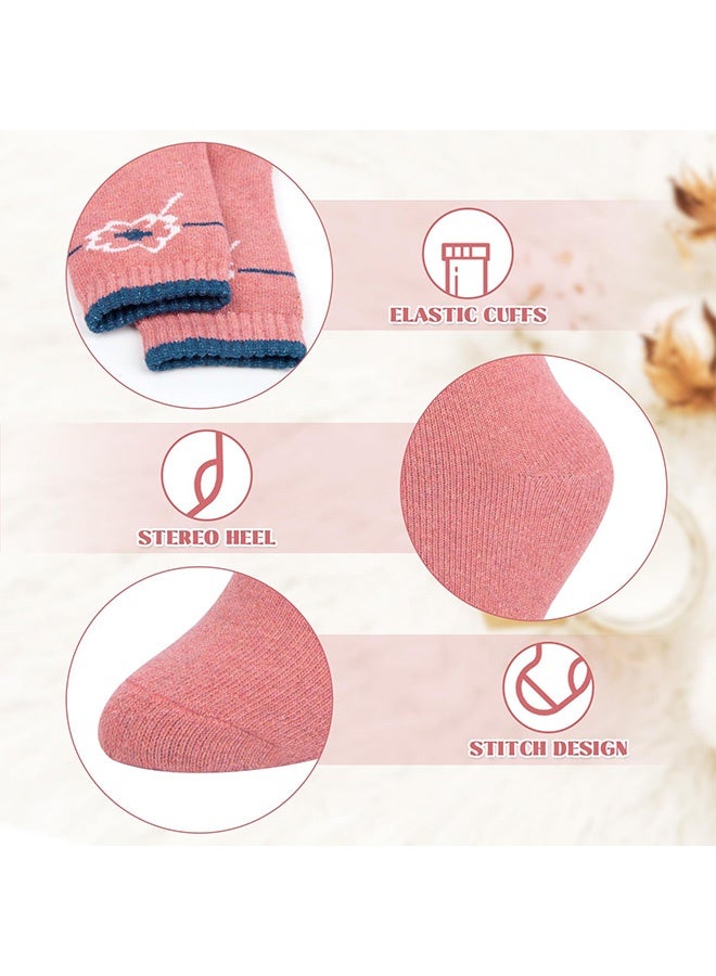 Peachjoy 5 Pairs Womens Warm Thermal Socks, 4-8 Size Lucky Clover Warm Winter Soft Thermal Socks, Soft Ladies Socks, Warm Socks for Women 5 Pairs, Multicoloured for Home - Image 5