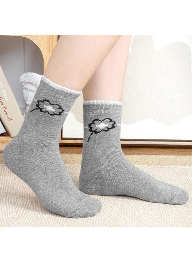 Peachjoy 5 Pairs Womens Warm Thermal Socks, 4-8 Size Lucky Clover Warm Winter Soft Thermal Socks, Soft Ladies Socks, Warm Socks for Women 5 Pairs, Multicoloured for Home - Image 2