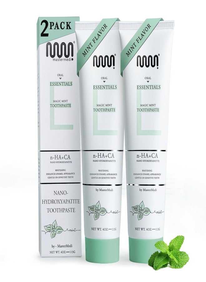 MasterMedi Nano Hydroxyapatite Toothpaste with Xylitol - Fluoride & SLS Free, Remineralizing Formula for Whitening, Sensitive Teeth, Enamel Repair & Strength, Magic Mint, 4 oz (Pack of 2) - Image 1