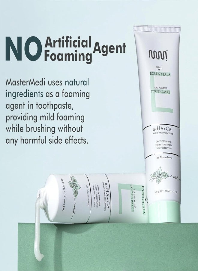 MasterMedi Nano Hydroxyapatite Toothpaste with Xylitol - Fluoride & SLS Free, Remineralizing Formula for Whitening, Sensitive Teeth, Enamel Repair & Strength, Magic Mint, 4 oz (Pack of 2) - Image 3