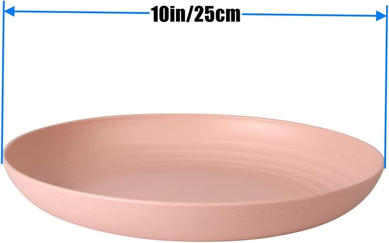 CAMBUY Wheat Straw Plates Lightweight Unbreakable Dinner Dishes Plates Set Dishwasher  Microwave Safe Extra Large 4 Pack 10 - Image 3