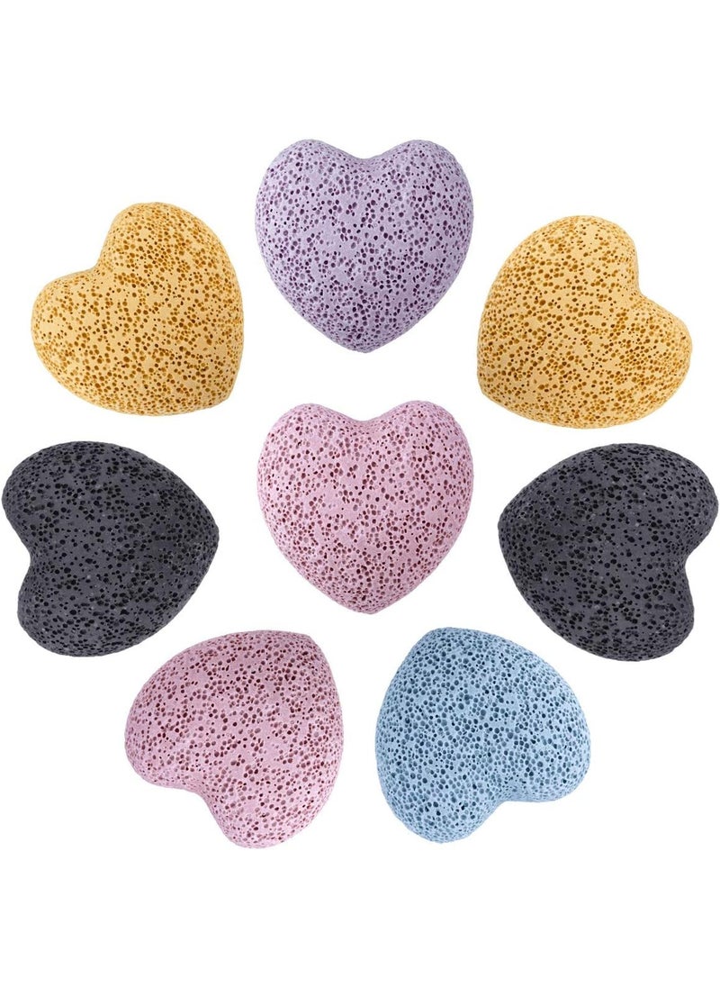 SUNYIK SUNYIK Assorted Natural Lava Rock Puff Heart Pocket Stone Aromatherapy Essential Oil Diffuser Set for Christmas, Pack of 8(1'') 