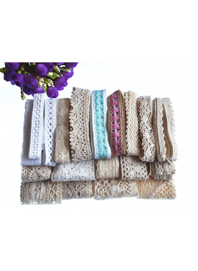 RayLineDo 20 Meters Assorted Vintage Style Lace Ribbon Trim Bridal Wedding Scalloped Edge Crochet Lace DIY Sewing Accessory Collection C - Image 1