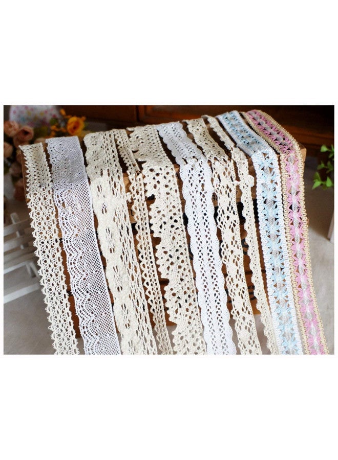 RayLineDo 20 Meters Assorted Vintage Style Lace Ribbon Trim Bridal Wedding Scalloped Edge Crochet Lace DIY Sewing Accessory Collection C - Image 2