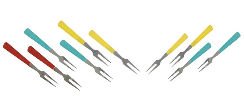 Entisia Small Fruit Fork - Stainless Steel Fork Set of 10 Pcs with Colorful Plastic Handle for Vegetable Slad, Fruits, Cake, Dessert, Ideal for Kids Lunch Box, Dining Table, Kitchen & Restaurant - Image 5