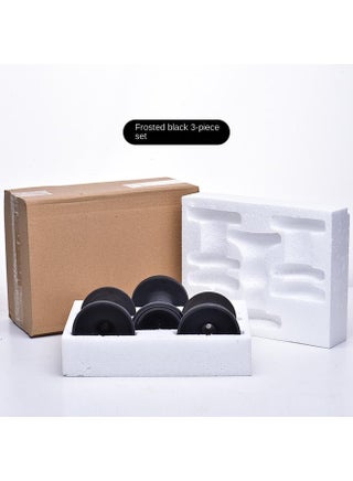 Set Of Three Candlesticks Matte Black Foam Three-piece Set