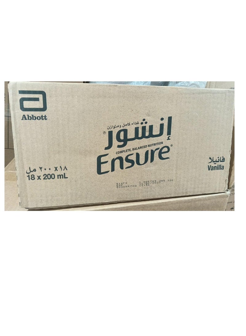 Ensure Vanilla Liquid Nutritional Supplement 200 ml (Pack of 18) | Complete, Balanced Nutrition - Image 2