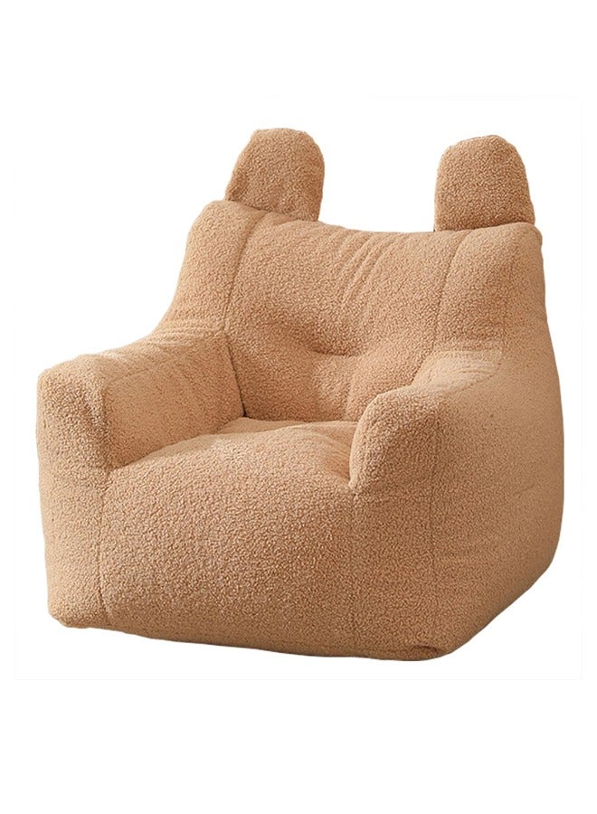 Generic Bean Bag Chair Cover(No Filler), Premium Soft Teddy Fleece Fabric Lazy Sofa Bean Bag Cover for Kids Adults, Washable,Light Brown,90x50x70cm - Image 1
