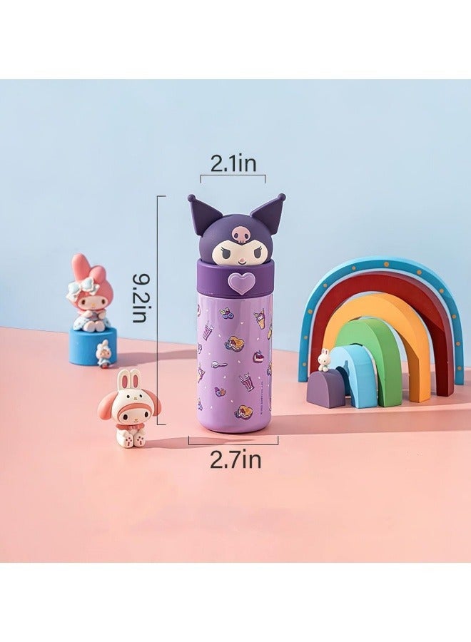 GGEROU Kids Water Bottle Insulated Stainless Steel Reusable Tumbler for Toddlers Boys Girls Cartoon Vacuum Thermos Cup Womens Water Bottles for Hot or Cold Drinks Travel School Home 350ml - Image 3