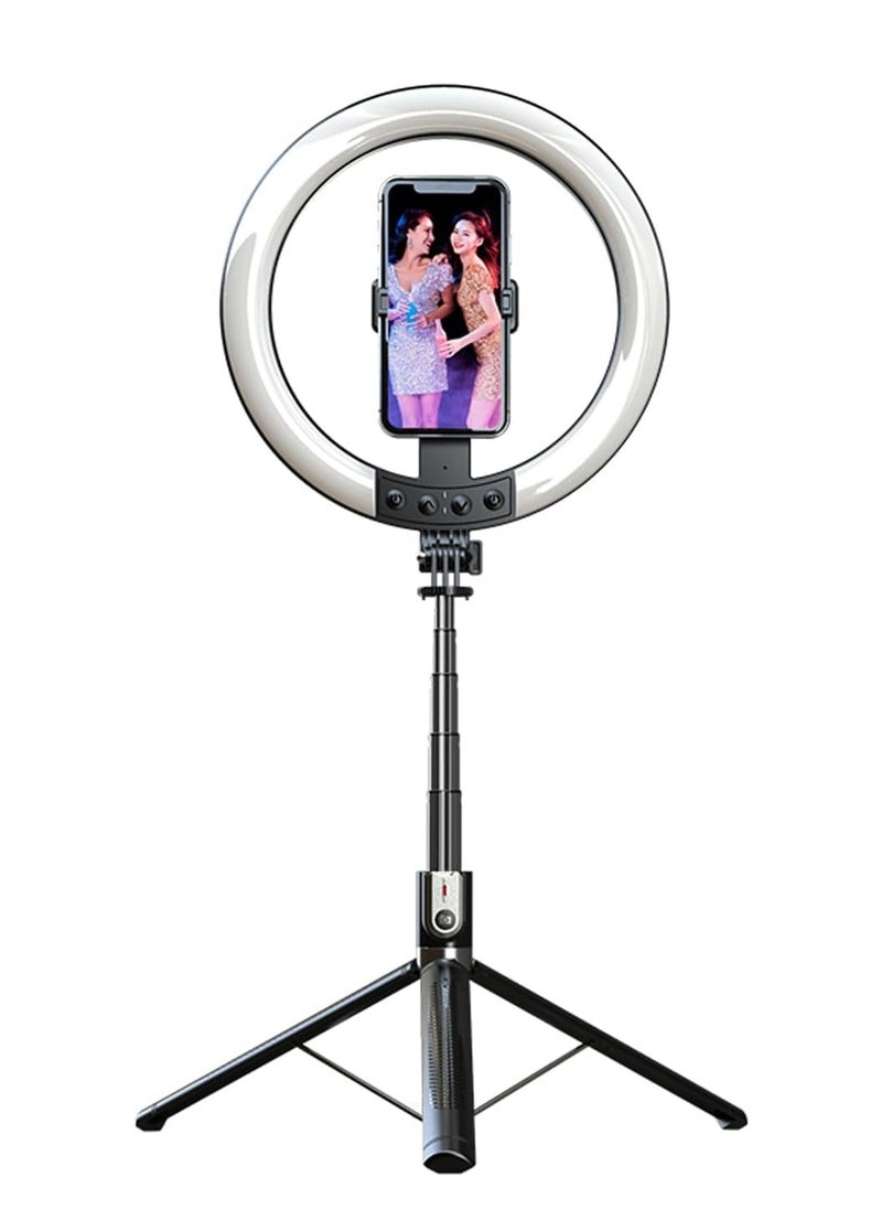 TYCOM - Selfie Stick 10" Rgb Ring Light With 180 Cm Long Stand and 2 Phone Holders,tiktok Ring Light 12 Rgb Color Modes for Youtube Video Vlog Live Stream Makeup With Remote Control - Image 1