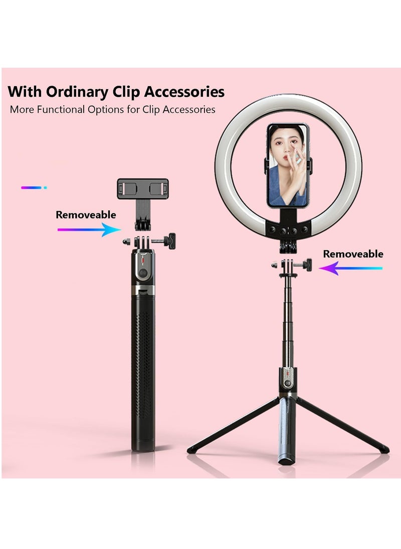 TYCOM - Selfie Stick 10" Rgb Ring Light With 180 Cm Long Stand and 2 Phone Holders,tiktok Ring Light 12 Rgb Color Modes for Youtube Video Vlog Live Stream Makeup With Remote Control - Image 1