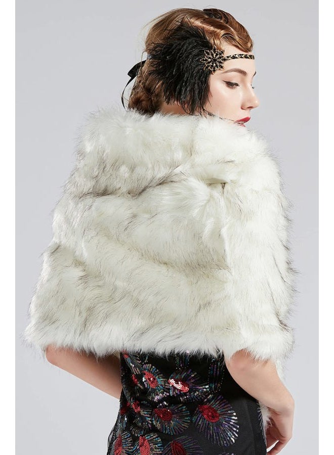 BABEYOND Womens Faux Fur Collar Shawl Faux Fur Scarf Wrap Evening Cape for Winter Coat - Image 3