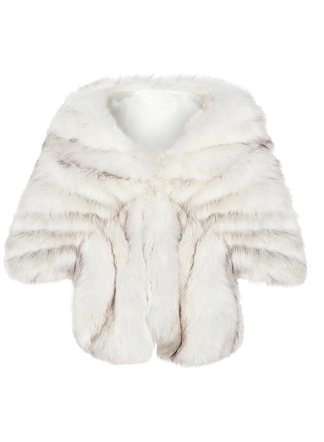 BABEYOND Womens Faux Fur Collar Shawl Faux Fur Scarf Wrap Evening Cape for Winter Coat - Image 1