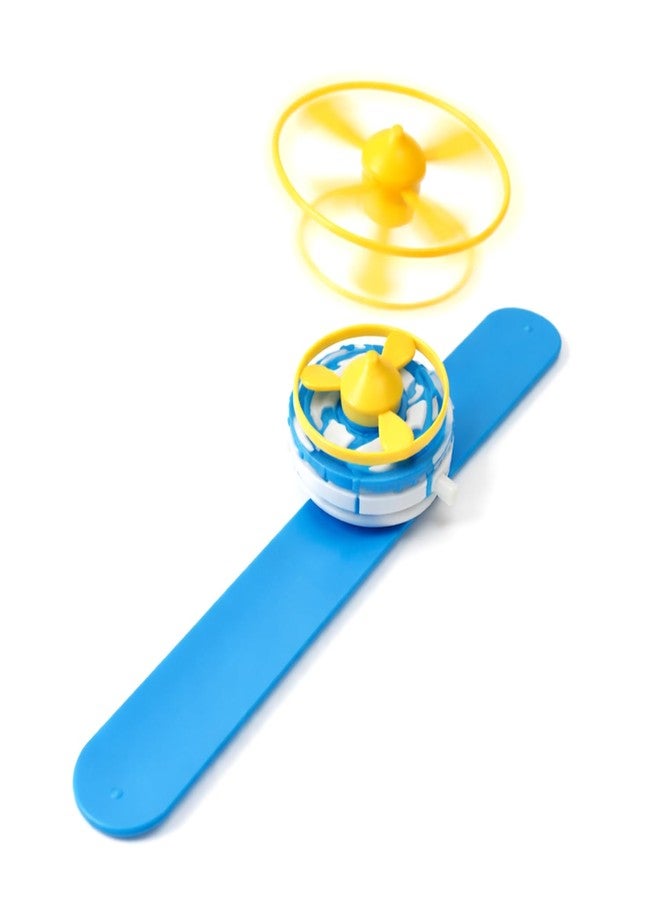 KolorFish Indoor Outdoor Play Spinning and Flying Disc Slap Wristband Disc Launcher Slap Band with Frisbee Toys for Kids (Blue) - Image 1