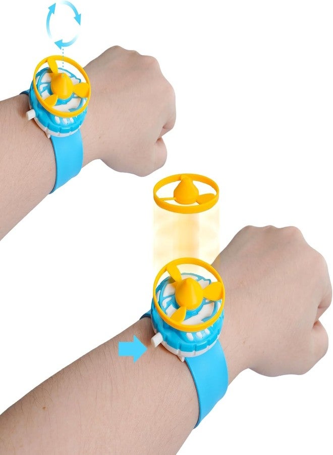 KolorFish Indoor Outdoor Play Spinning and Flying Disc Slap Wristband Disc Launcher Slap Band with Frisbee Toys for Kids (Blue) - Image 2