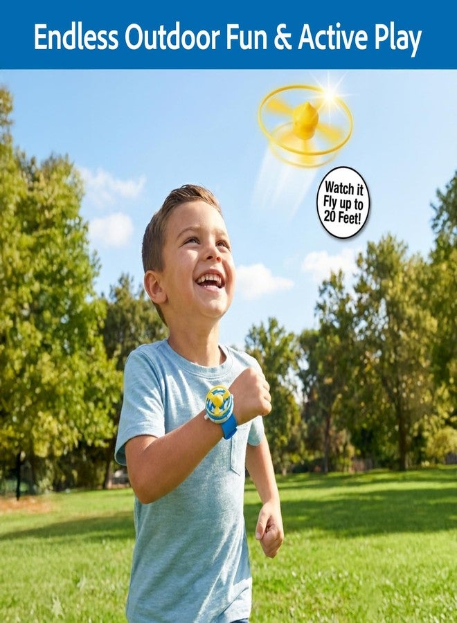 KolorFish Indoor Outdoor Play Spinning and Flying Disc Slap Wristband Disc Launcher Slap Band with Frisbee Toys for Kids (Blue) - Image 3