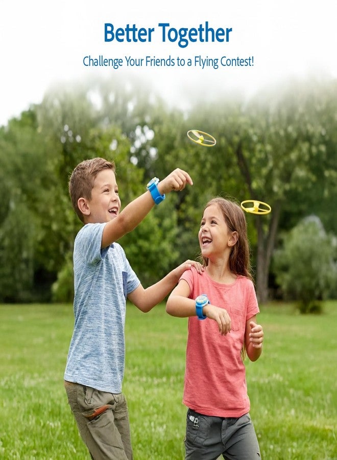 KolorFish Indoor Outdoor Play Spinning and Flying Disc Slap Wristband Disc Launcher Slap Band with Frisbee Toys for Kids (Blue) - Image 4