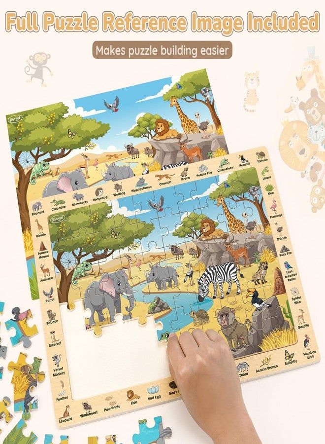 Joyreal Wooden Puzzles for Kids Ages 4-6, 4 x 60 Piece Search and Find Puzzles for Toddlers 3-5, Educational Animal Learning Toys, Birthday Gifts for 3 4 5 6 Year Old Boys Girls - Image 4