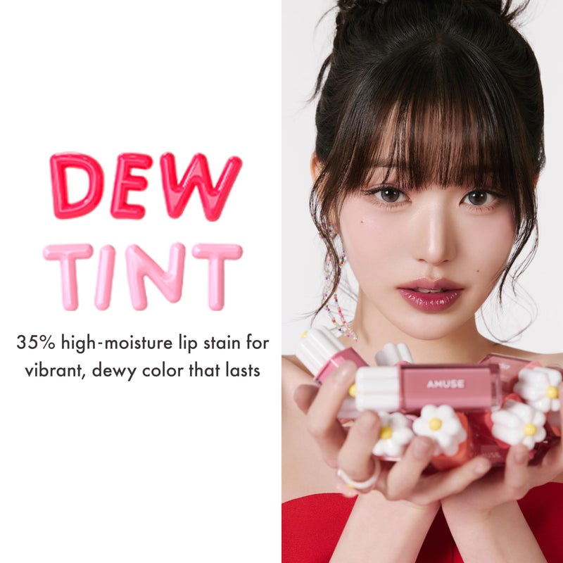 Amuse SEOUL Daisy Flower Dew Tint (05 STRAWBERRY) | 35% High-moisture Water Tint, Long-lasting, Vitamin E Acetate, Moisturizing, No Peel Off, Lip Treatment, Non Sticky, Korean Lip Tint for Dry Lips - Image 4