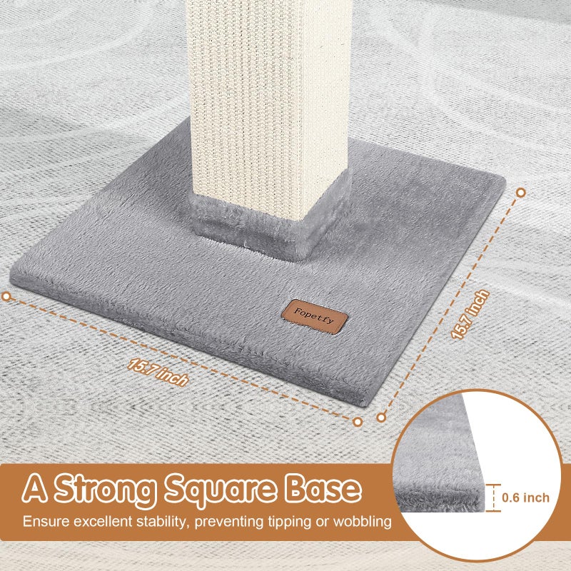 Fopetfy Cat Scratching Post 33 inch for Indoor Cats, High Cat Scratch Post Grey, Cat Tree for Full-Body Stretching, Protect Your Furniture - Image 5