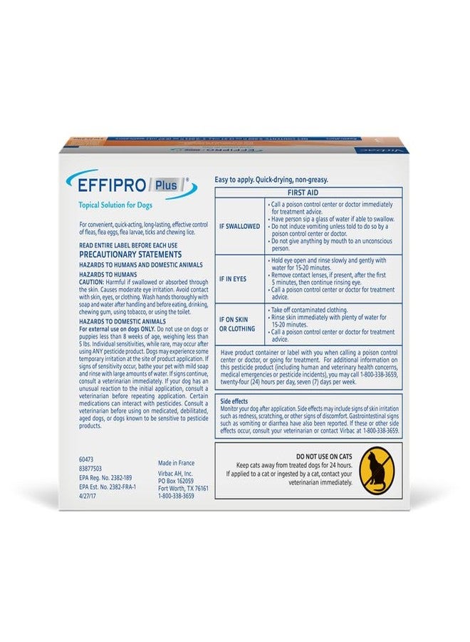 Virbac Effipro Plus Topical Solution for Dogs - Dog Flea and Tick Treatment for Small Dogs (5-22.9lbs), 3 Doses, Waterproof Topical Prevention - Image 2