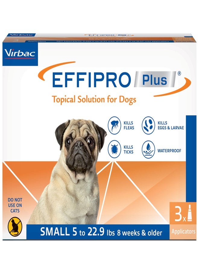 Virbac Effipro Plus Topical Solution for Dogs - Dog Flea and Tick Treatment for Small Dogs (5-22.9lbs), 3 Doses, Waterproof Topical Prevention - Image 1