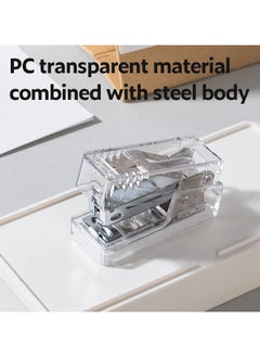 Deli Deli Nusign ENS083F Clear Mini Stapler with 640 Staples, 12-Sheet Capacity, Shatterproof PC Shell & Anti-Slip Base - Office Desk Organizer  - Image 4