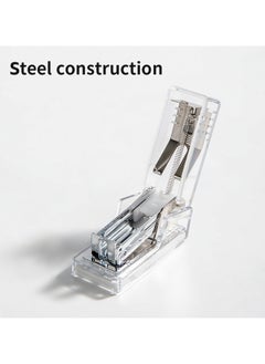 Deli Deli Nusign ENS083F Clear Mini Stapler with 640 Staples, 12-Sheet Capacity, Shatterproof PC Shell & Anti-Slip Base - Office Desk Organizer  - Image 5